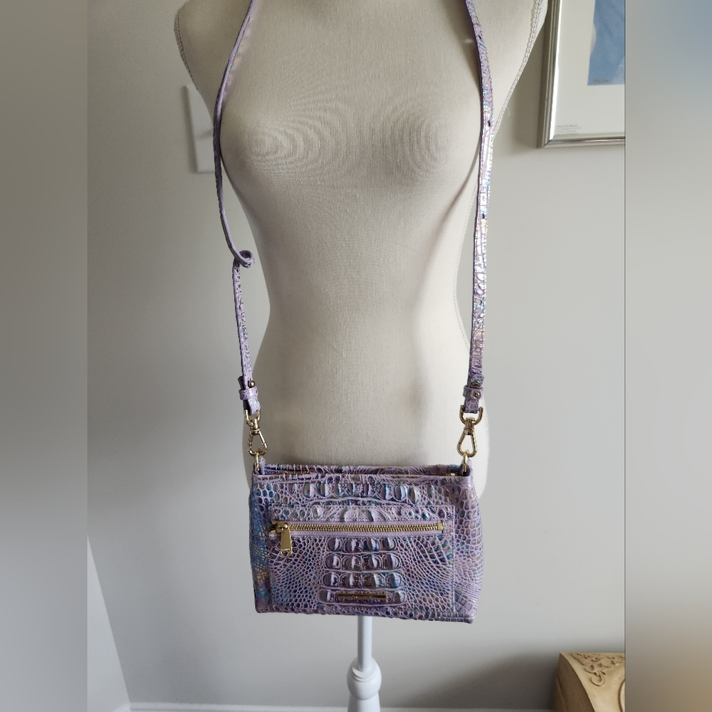 Brahmin Violet Wonderland Crocodile Embossed Crossbody Bag - Picture 11 of 12